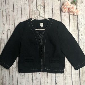 Lauren Conrad Black 3/4 Sleeve Cropped Blazer